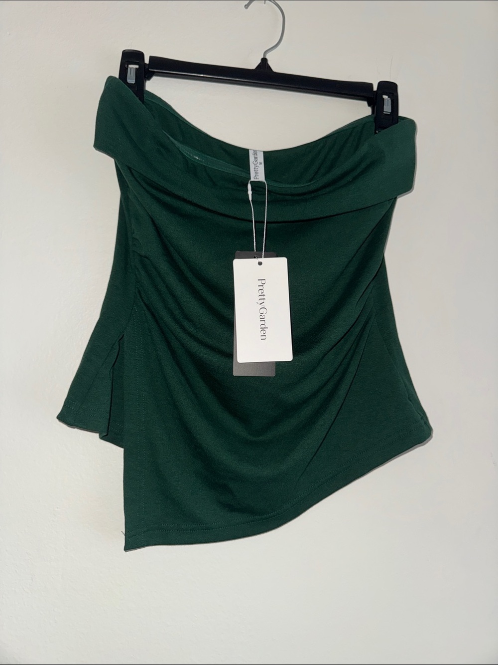 PrettyGarden Emerald Green Asymmetrical Draped Women's Skirt